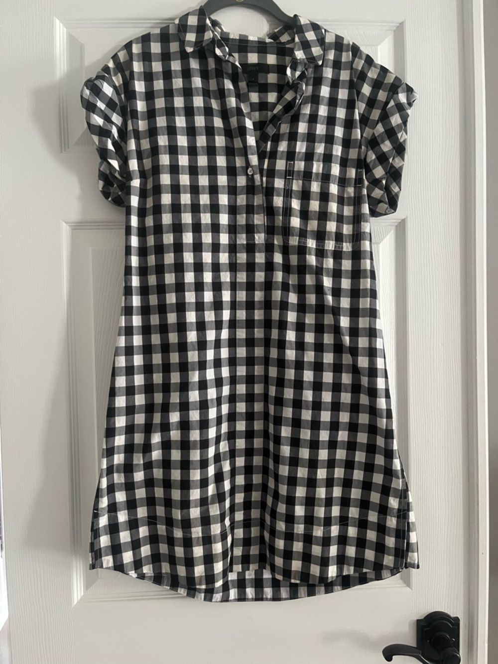 J. Crew Black and White Gingham Shift Dress